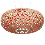 Snowflake Pendant - White / Bamboo Exterior / Red Interior