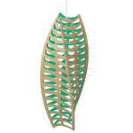 Toru Pendant - White / Bamboo Exterior / Aqua Interior