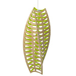 Toru Pendant - White / Bamboo Exterior / Lime Interior