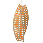 Toru Pendant - White / Bamboo Exterior / Orange Interior