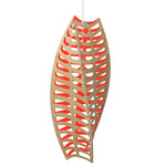 Toru Pendant - White / Bamboo Exterior / Red Interior