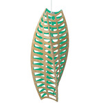 Toru Pendant - White / Bamboo Exterior / Aqua Interior