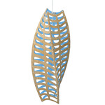 Toru Pendant - White / Bamboo Exterior / Blue Interior
