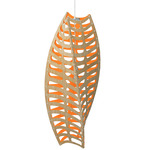 Toru Pendant - White / Bamboo Exterior / Orange Interior