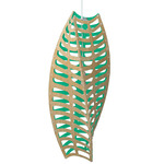 Toru Pendant - White / Bamboo Exterior / Aqua Interior