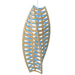 Toru Pendant - White / Bamboo Exterior / Blue Interior