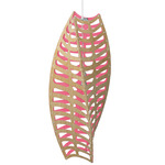 Toru Pendant - White / Bamboo Exterior / Pink Interior