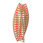 Toru Pendant - White / Bamboo Exterior / Red Interior