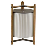 Kando Portable Floor Lamp - Teak Wood / White Ribbon