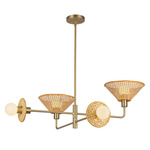 Piper Chandelier - Brushed Gold / Rattan