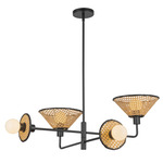 Piper Chandelier - Matte Black / Rattan