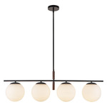 Zuri Linear Pendant - Matte Black / Opal