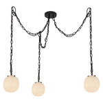 Cherise 3-Light Pendant - Matte Black / Glossy Opal