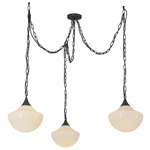 Farrah 3-Light Pendant - Matte Black / Glossy Opal