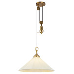 Ellen Pulley Pendant - Brushed Gold / White Linen