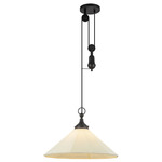 Ellen Pulley Pendant - Matte Black / White Linen