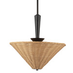 Bridgette Pendant - Matte Black / Rattan