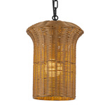 Kai Pendant - Matte Black / Rattan