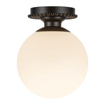 Otis Semi Flush Ceiling Light - Matte Black / Glossy Opal
