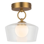 Leota Semi Flush Ceiling Light - Brushed Gold / Clear