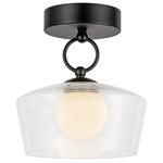 Leota Semi Flush Ceiling Light - Matte Black / Clear