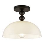 Paisley Semi Flush Ceiling Light - Matte Black / Glossy Opal