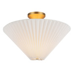 Bridgette Semi Flush Ceiling Light - Brushed Gold / Folded White