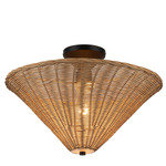 Bridgette Semi Flush Ceiling Light - Matte Black / Rattan