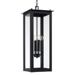 Hunt Hanging Outdoor Lantern - Black / Clear