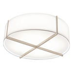 Plura GU24 Ceiling Flush Light - White Washed Oak / Frosted Polymer