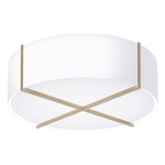 Plura GU24 Ceiling Flush Light - White Washed Oak / Gloss White