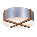 Plura GU24 Ceiling Flush Light - Walnut / Brushed Aluminum