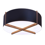 Plura GU24 Ceiling Flush Light - Walnut / Matte Black / Matte White