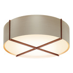 Plura GU24 Ceiling Flush Light - Walnut / Distressed Brass