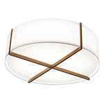 Plura GU24 Ceiling Flush Light - Walnut / Frosted Polymer