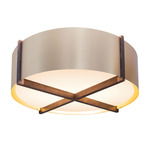Plura GU24 Ceiling Flush Light - Walnut / Brushed Rose Gold