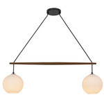 Miro Chandelier - Flat Black / Walnut / White Bubble