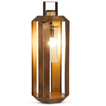 Cube Floor Lamp - Satin Bronze / Gold Lacquered / Clear Ribbed