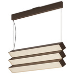 Stick Trio Linear Pendant - Brushed Bronze Nickel / Clear Ribbed