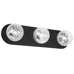 Burlat Bathroom Vanity Light - Matte Black / Clear Hammered Glass