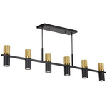 Cerelia Linear Chandelier - Matte Black / Aged Brass
