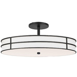 Fulvia Semi Flush Ceiling Light - Matte Black / White