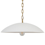 Ofelia Chain and Cord Hung Pendant - Matte White / Aged Brass