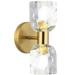Vallora Double Wall Sconce - Aged Brass / Clear