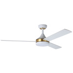 Pierport Ceiling Fan - White / Satin Brass / White
