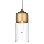 Ashwell Pendant - Satin Gold / Clear