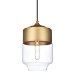 Ashwell Pendant - Satin Gold / Clear
