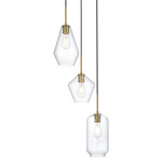 Gene 3-Light Pendant - Satin Gold / Clear