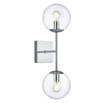 Neri Double Wall Sconce - Chrome / Clear