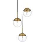 Eclipse 3-Light Pendant - Satin Gold / Clear